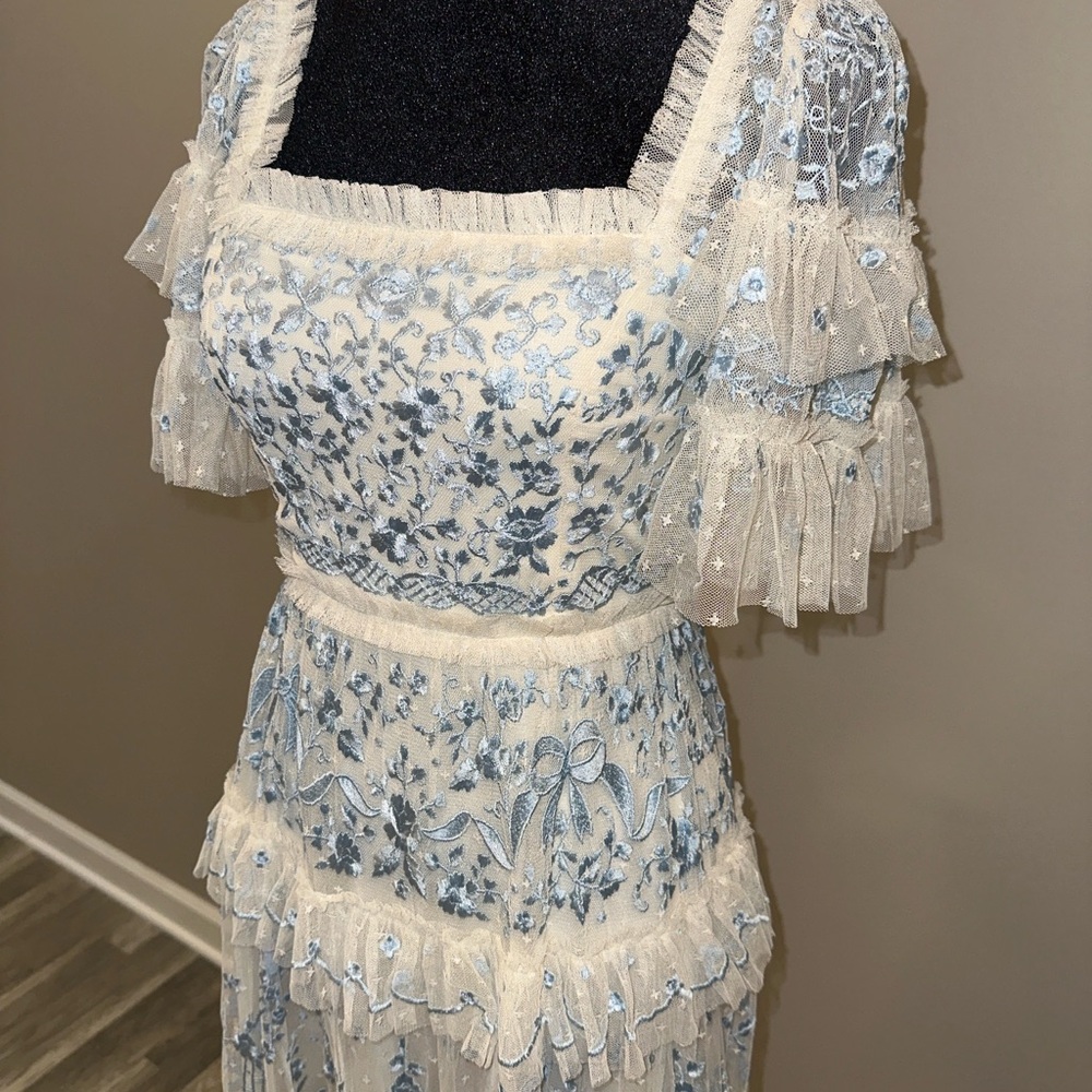 Needle & Thread Blue and Cream Lace Dress - Picture 3 of 12